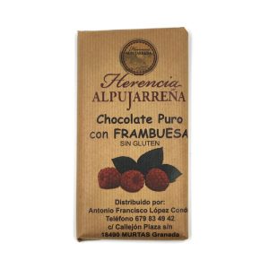 Tableta de chocolate artesano con frambuesa.