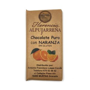 Tableta de chocolate artesano con naranja.