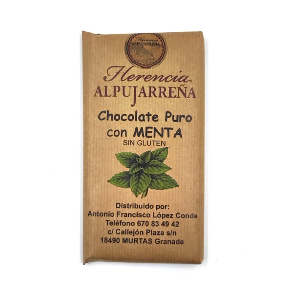 Tableta de chocolate artesano con menta.