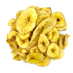 Rodajas de plátano deshidratado.