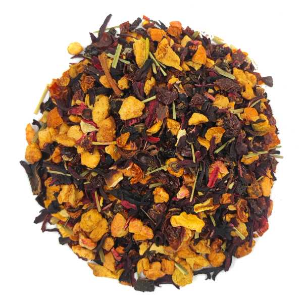 Infusión de frutas granada, fresa y limón