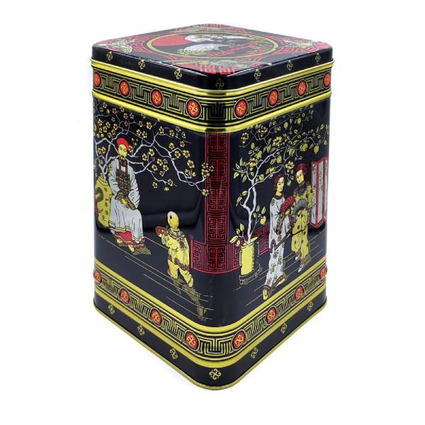 Lata de gran capacidad para conservar el té o las infusiones a granel.