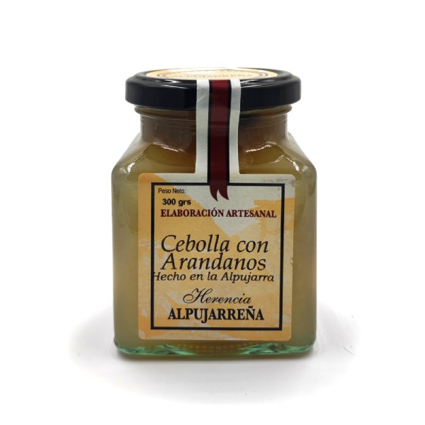 Mermelada artesana de cebolla y arándanos.
