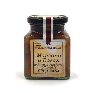Mermelada artesana de manzana y rosas.