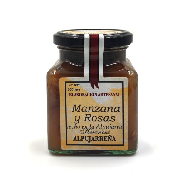 Mermelada artesana de manzana y rosas.