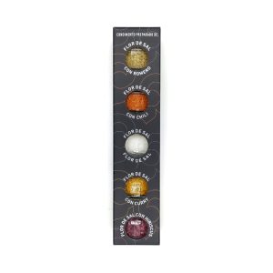 Pack de 5 variedades de flor de sal mezclada con especias.