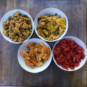 Frutas y verduras deshidratadas