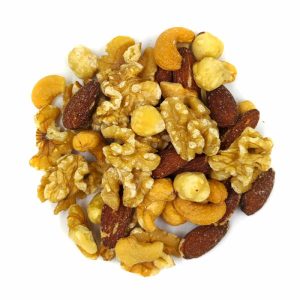 Mezcla de frutos secos con sal.