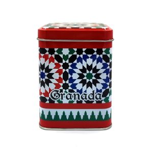Lata decorada para conservar el té o las infusiones a granel.