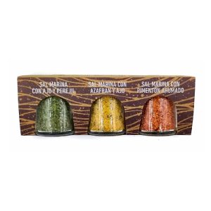 Pack de 3 variedades de sal marina mezclada con especias.
