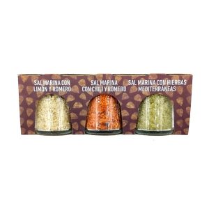 Pack de 3 variedades de sal marina mezclada con especias.