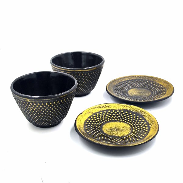 Juego de tetera con vasos negro y dorado - Imagen 3