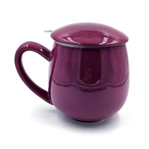 Taza con filtro y tapa para preparar tés e infusiones.