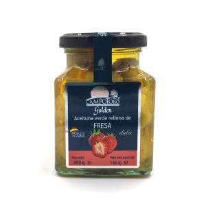 Aceitunas verdes gordal con fresa.