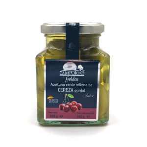 Aceitunas verdes gordal con cereza.