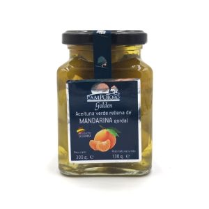 Aceitunas verdes gordal con mandarina.