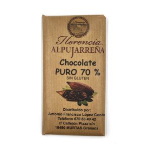 Tableta de chocolate artesano con un 70% de cacao.