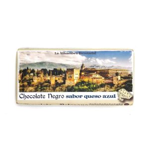 Tableta de chocolate artesano con sabor a queso azul.