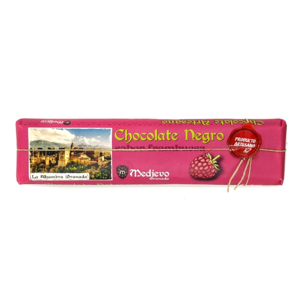 Tableta grande de chocolate artesano con sabor a frambuesa.