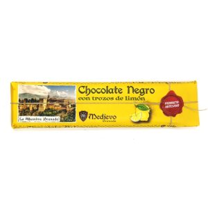 Tableta grande de chocolate artesano con limón confitado.