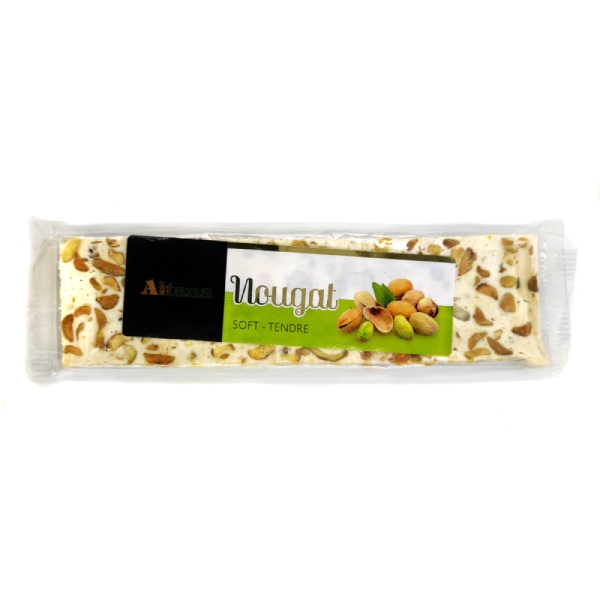 Turrón semiduro con pistachos.